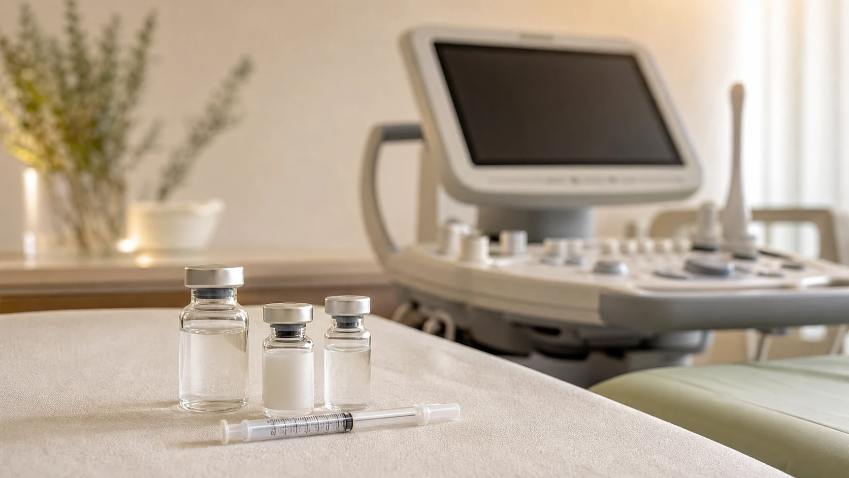 Medicamentos e ultrassom usados no acompanhamento da Mini-FIV